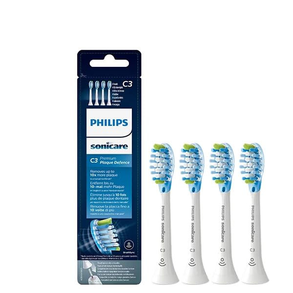 Philips Sonicare Original C3 Premium Plaque Defence Standard Sonic Toothbrush Heads - 4 Pack in White (Model HX9044/17)