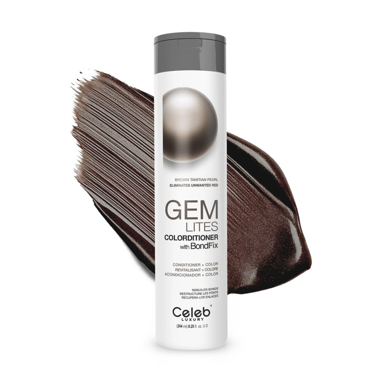Celeb Luxury Gem Lites Brown Tahitian Pearl Colorditioner, Color Depositing Conditioner with Bondfix Bond Rebuilder, Semi Permanent Hair Colour Glaze