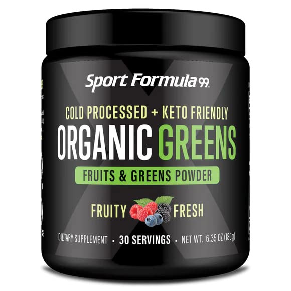 Sport Formula 99 Organic Greens Superfood Powder, Cold Pressed Vegan and Keto Powder, Non-GMO, Low Calorie Daily Green Juice Powder