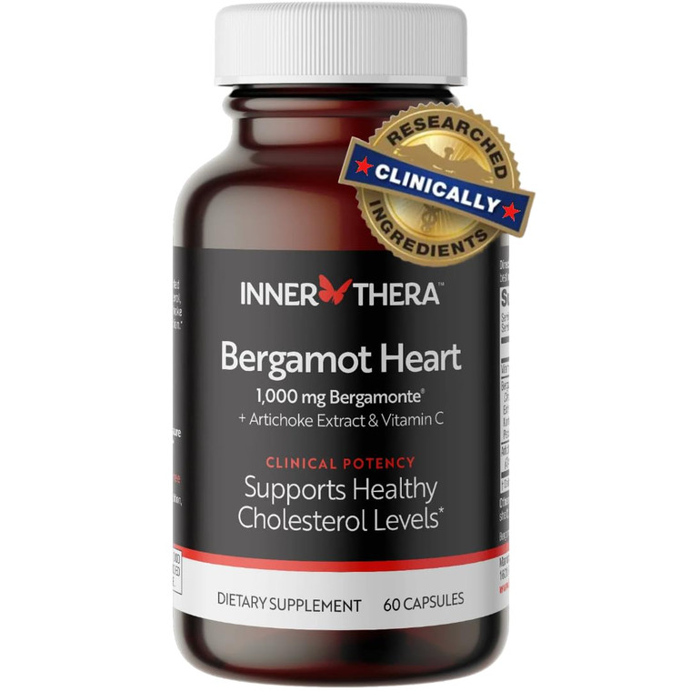 INNERTHERA Bergamot Heart -1000mg Certified Citrus Bergamot - Extra Strength Polyphenols - Cardiologist Developed & Clinically Proven - Bergamot Supp