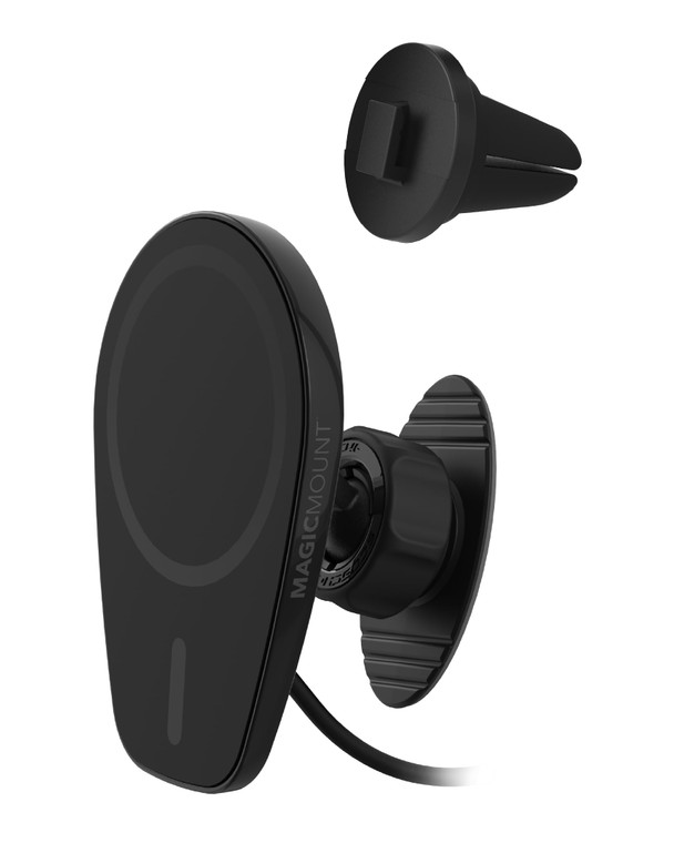 Scosche MPQ6DV-SP Magnetic Phone Holder for Car Dashboard/Vent, 15W Wireless Fast Car Charger Phone Stand, Hands Free Cell Phone Mount Compatible wit