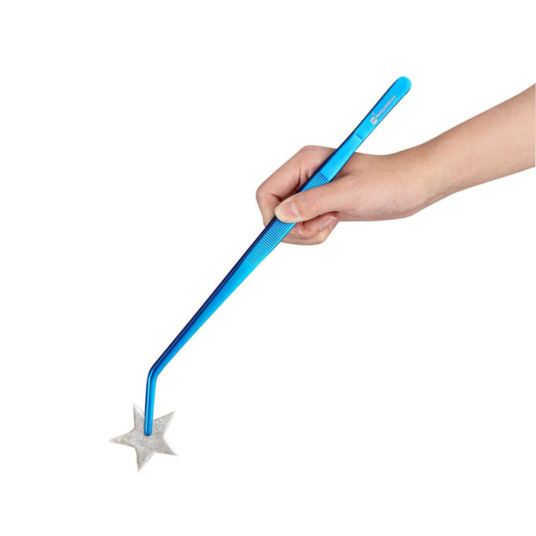 Restaurantware Perfect Point 11.8 Inch Curved Tweezers 1 Long Slant Nose Food Tweezers - Serrated Tips For Precision For Garnishing Plating Or Decora