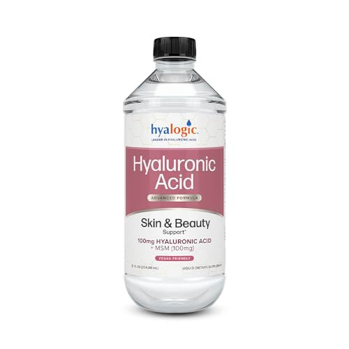 Hyalogic Liquid Hyaluronic Acid Supplement - Ingestible Skin Support with 100mg HA and 100mg MSM - Natural Hydration for The Face, Eyes and Lips - Hi