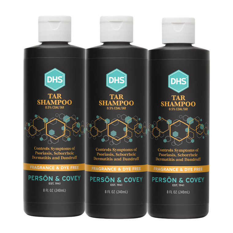 DHS Person & Covey, Inc Coal Tar Shampoo - Dandruff Shampoo for Men & Women, Psoriasis & Dandruff Hair Care for Itchy Scalp, Unscented Seborrheic Der