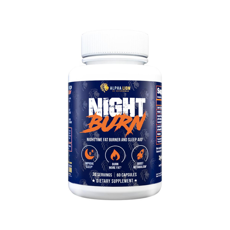 ALPHA LION Night Burn, Metabolism Booster for Weight Loss, Less Body Fat, More Muscle, Promotes Lean Body, Calorie Burning Supplement, Relax Better,