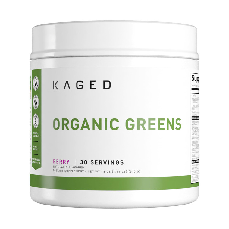 Kaged Organic Greens Superfood Powder, Outlive100 Berry, Supergreens, Apple Cider Vinegar, Ashwagandha, 30 Servings
