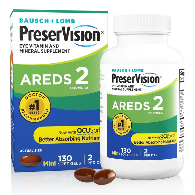 PreserVision AREDS 2 Eye Vitamins, #1 Eye Doctor Recommended Brand, Lutein and Zeaxanthin Supplement with Vitamin C, Vitamin E,Zinc, and Copper, 130