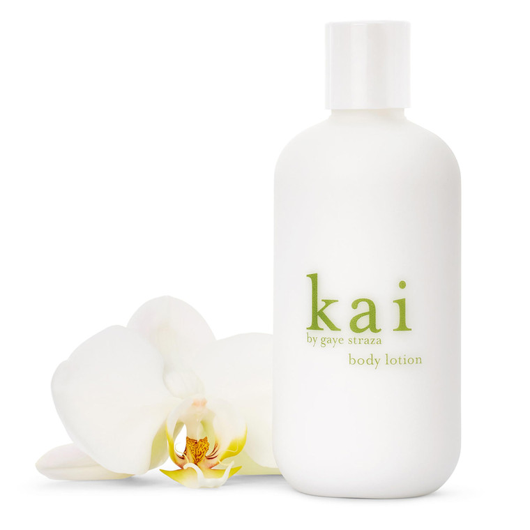 kai body lotion - a nourishing shea butter body lotion scented with fresh & light gardenia wrapped in white exotics, 8 oz | supple, glowing skin, veg