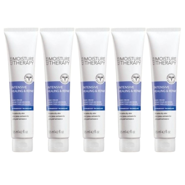 Avon Moisture Therapy Intensive Healing & Repair Hand Cream Lot of 5, 4.2 fl. oz. Each  Deep Hydration for Dry, Cracked Skin, Fragrance-Free, Hypoal