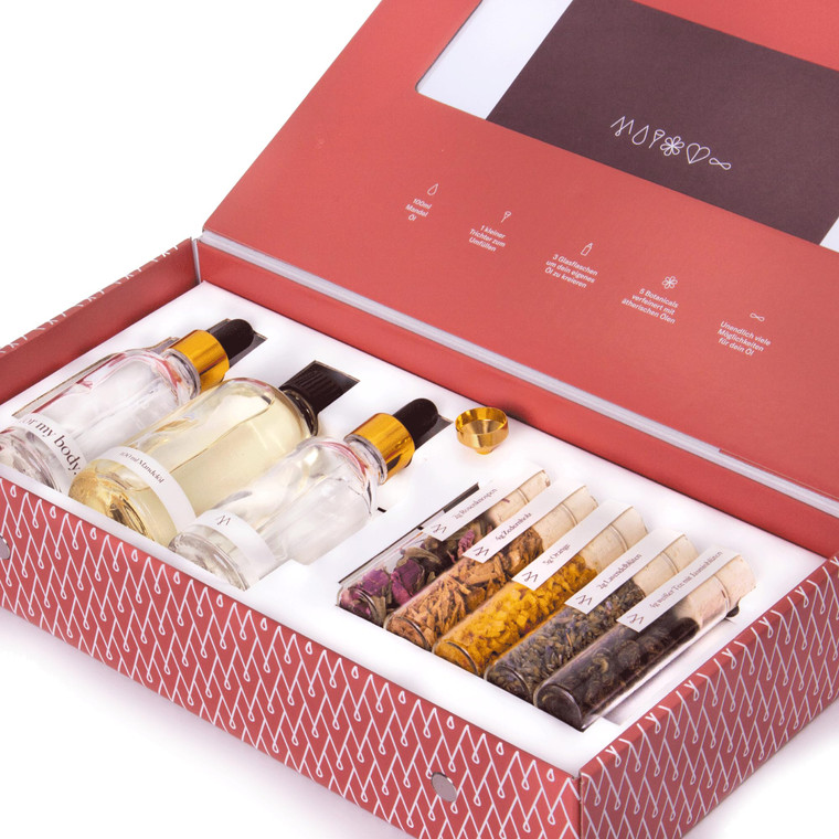 DIY Body Oil Set for Hair, Body & Bath | Includes Almond Oil, Cedar Wood, Orange Peel, Lavender | Gift Idea for Women | Anniversary & Birthday Gift f