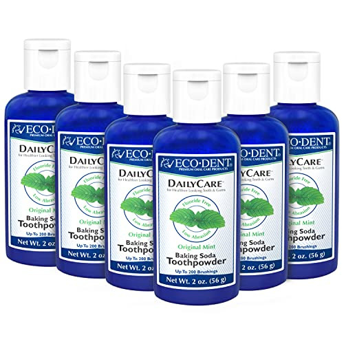Eco-Dent DailyCare Baking Soda Toothpowder, Mint - Fluoride-Free Toothpaste Powder, SLS-Free Tooth Powder with Baking Soda, Minerals, and Essential O
