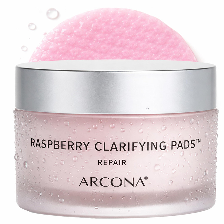 ARCONA Raspberry Clarifying Pads - Raspberry Extract, Witch Hazel, Salicylic Acid + Tea Tree Extracts Cleanse, Clarify + Protect Skin - 45 Pads, Made