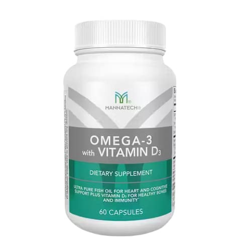 Mannatech Omega-3 with Vitamin D3 for Bone, Heart Health and Cognitive Support, Made of Pure Fish Oil