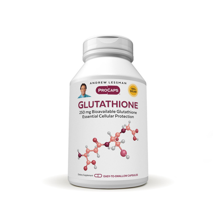 ANDREW LESSMAN Glutathione 250 mg - 60 Capsules - Powerful Antioxidant, Reduces Oxidative Stress. Bioavailable, Protects Cells, Tissues, Organs. Supp