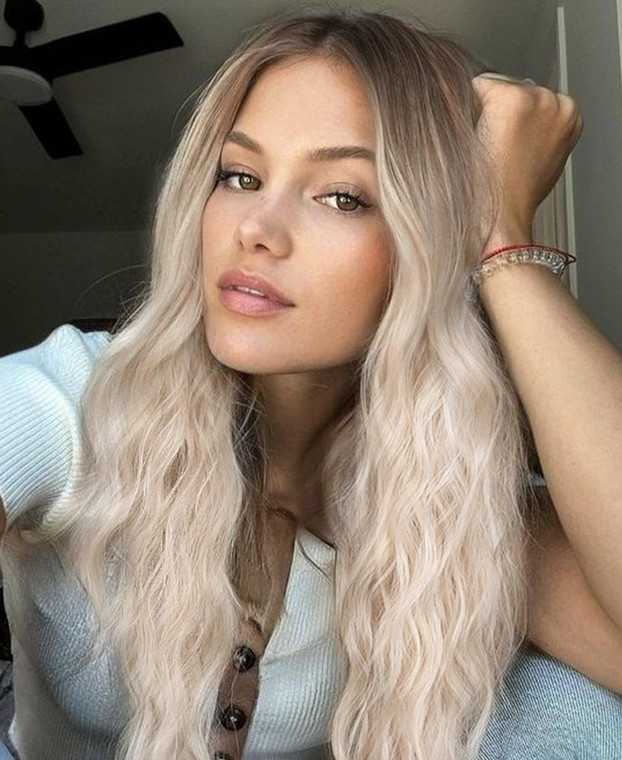 vedar 613 Synthetic Blonde Wig, Loose Curly Blonde Wigs, Ombre Brown Platinum Blonde Lace Wig for Women Blonde Hair Wig,Aesthetic Wig Shoulder Length