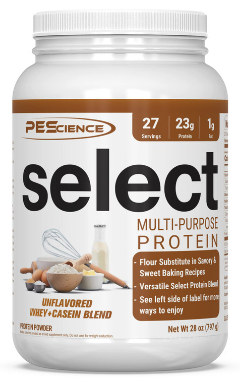 PEScience Select Multi-Purpose Unflavored Protein Powder, 27 Serving, Low Carb, Keto Friendly, and Gluten Free, Whey & Casein Blend for Baking and Sm