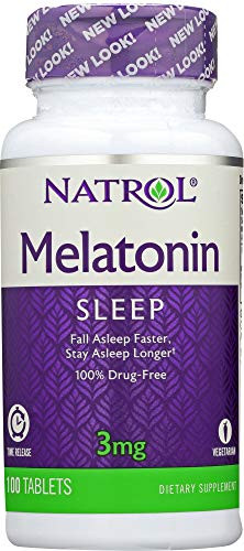 Natrol Melatonin 3 mg Sleep Time Release Dietary Supplement Tablets 100 ea (Pack of 4)