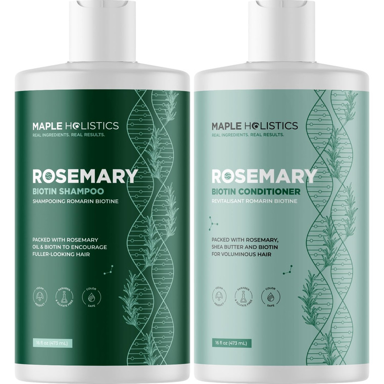 Biotin Rosemary Shampoo and Conditioner Set - Vegan Biotin Shampoo and Conditioner Set Volumizing Complex with Rosemary Essential Oil for Fine Weak &