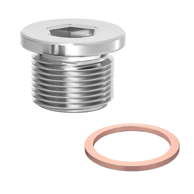 Sunxeke M18 x 1.5 Sensor Plug Standard with Inner Hex Head,304 Stainless Steel Universal Fit with Red Copper O-Ring for Motorbike,Trucks and Motorcyc