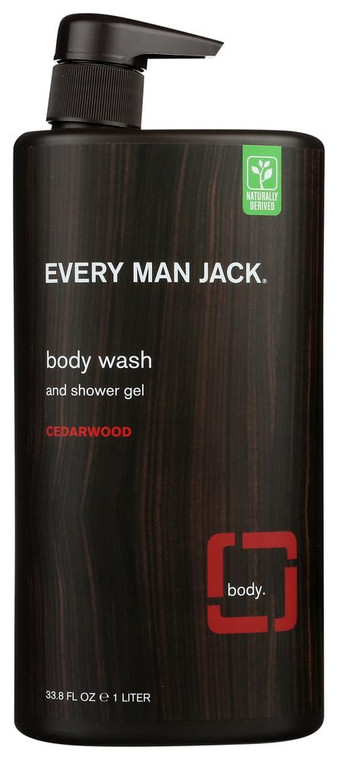 Every Man Jack Men's Body Wash - | 33-ounce Twin Pack - 2 Bottles Included | Naturally Derived, Parabens-free, Pthalate-free, Dye-free, and Certified