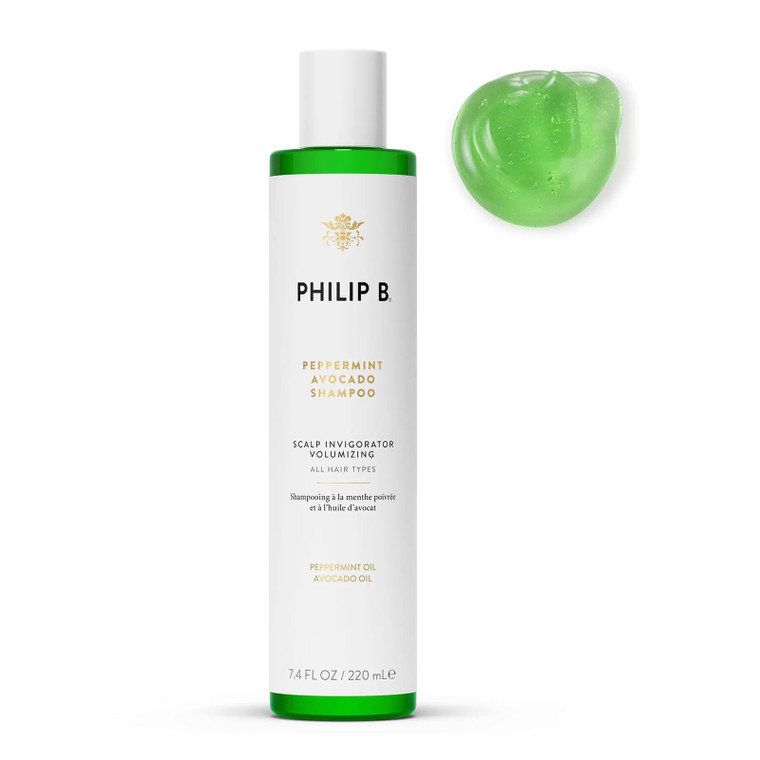 PHILIP B Peppermint Avocado Shampoo, 7.4 fl. oz. (220 ml) - Volumizing & Clarifying Shampoo for Dry to Oily Hair and Scalp, Non-Stripping