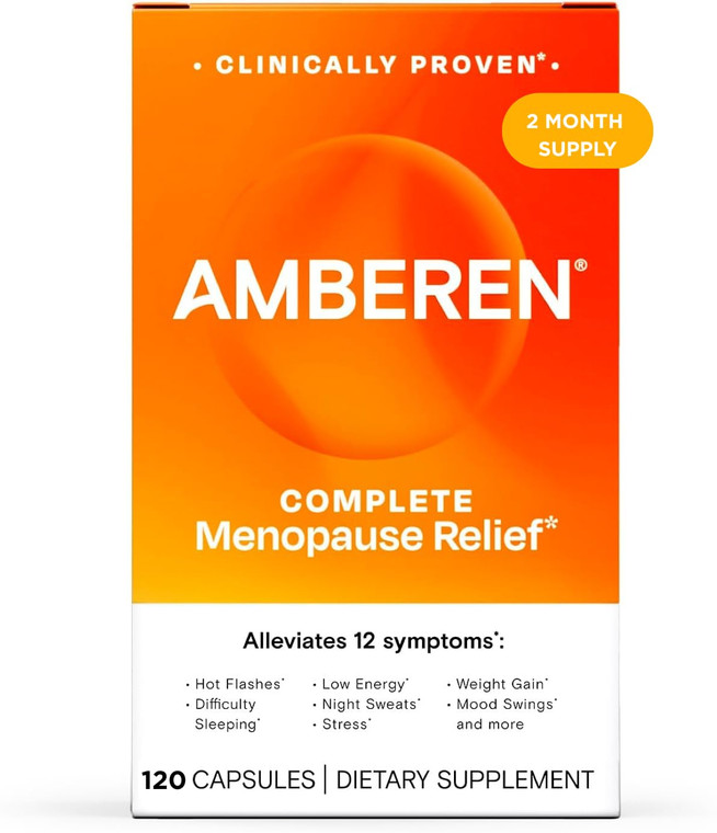 Amberen Menopause Supplement for Women, 120 Capsules, Clinically Proven, Helps Support Hormone Balance, Helps Relieve 12 Menopause Symptoms: Hot Flas