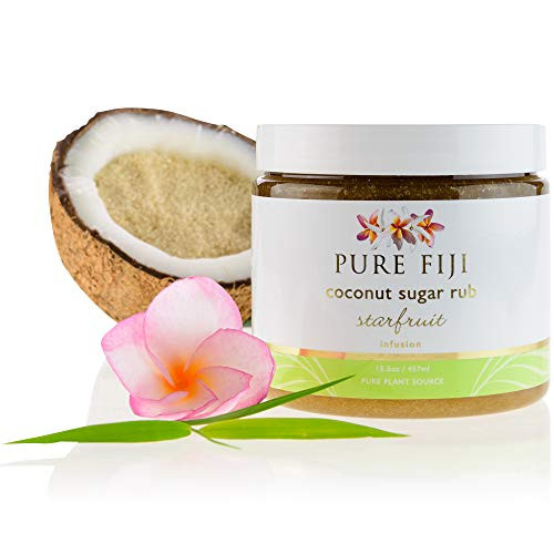 Pure Fiji Coconut Sugar Body Scrub - Body Exfoliator Scrub Natural Origin for Smooths and Softens Skin - Organic Exfoliating Sugar Scrub for Body, St