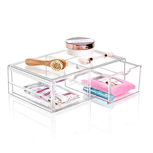 Sorbus Large Stackable Acrylic Drawers - 2 Clear Storage Drawers for Organizing Make up, Nail Polish, Hair Accessories, and Beauty Supplies - Makeup