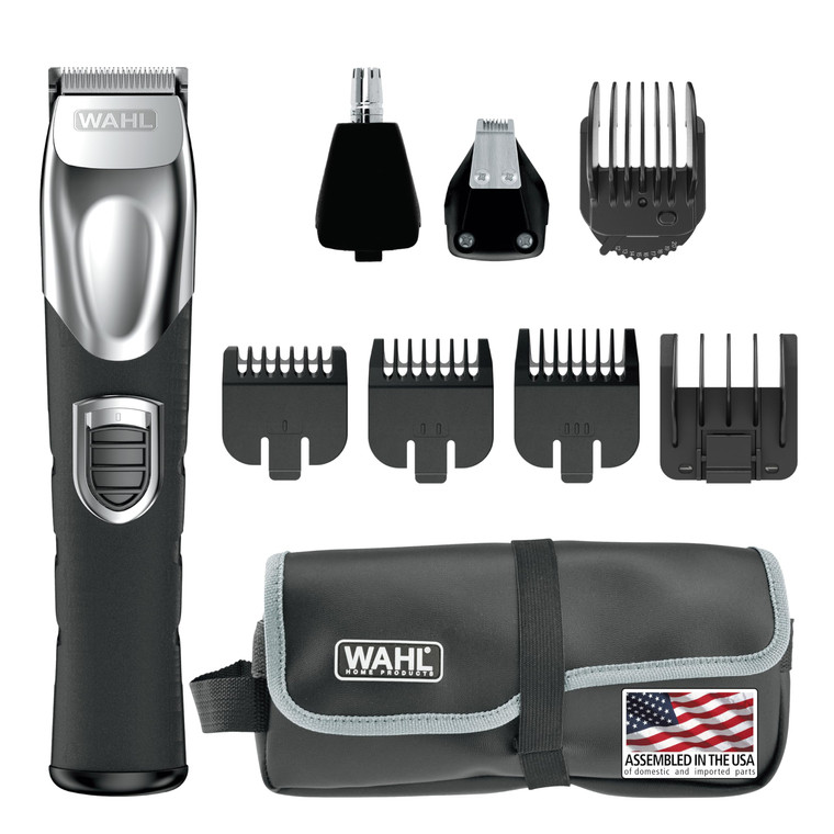 Wahl USA Rechargeable Lithium Ion All in One Beard Trimmer for Men with Detail and Ear & Nose Hair Trimmer Attachment  Model 9854-600B