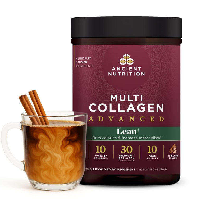 Ancient Nutrition Advanced Hydrolyzed Collagen Peptides Powder Protein Lean with Probiotics and Vitamin C, Cinnamon, for Women & Men, Supports Health