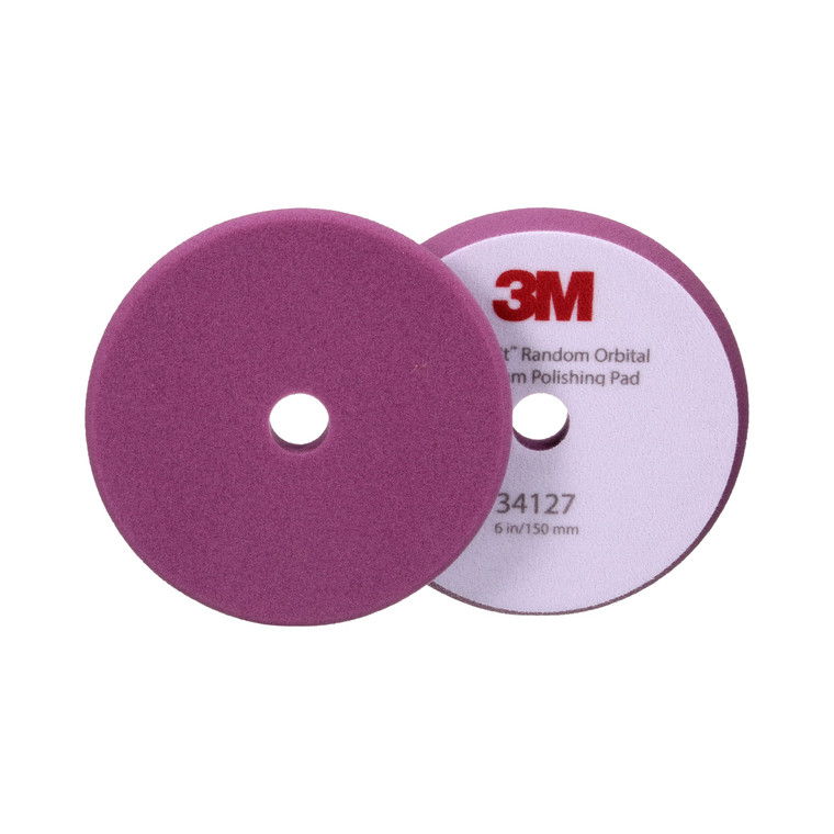 3M Perfect-It Random Orbital Foam Polishing Pad, 6"/150 mm, Purple, 34127, for Automotive Compounding and Polishing