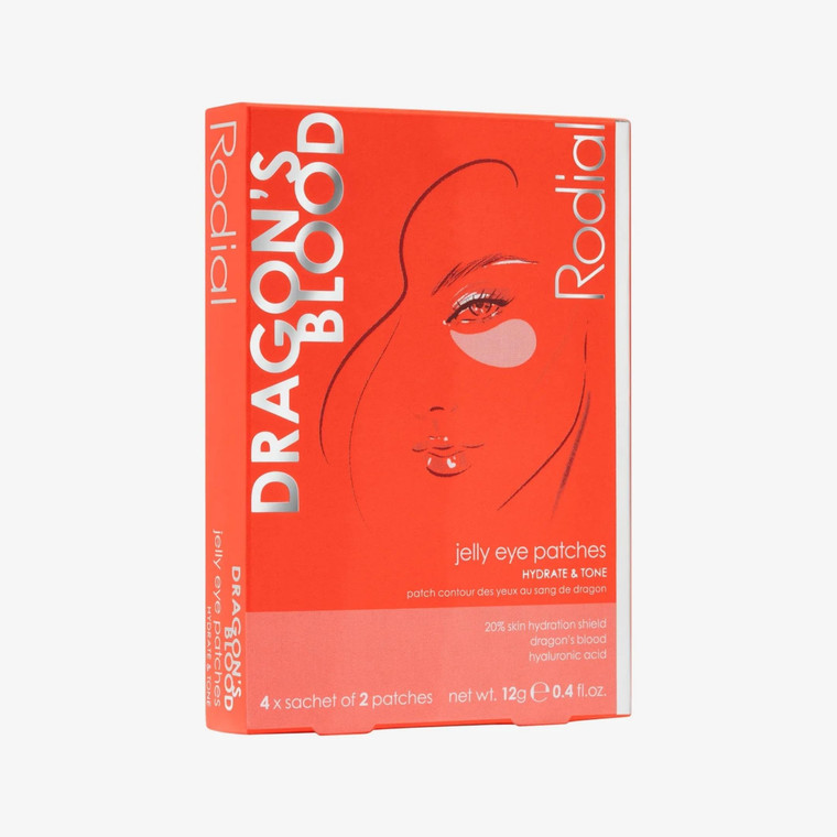 Rodial Dragons Blood Jelly Eye Patches (4 Sachets), Hydrating Under-Eye Patches for Firmness & Elasticity, with Hyaluronic Acid & Dragons Blood, Ma