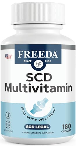 FREEDA SCD Multivitamin  Daily Multivitamin Supplement for Men & Women  Vegan, Gluten-Free, SCD Legal  Kosher Certified Adult Vitamins  Specific