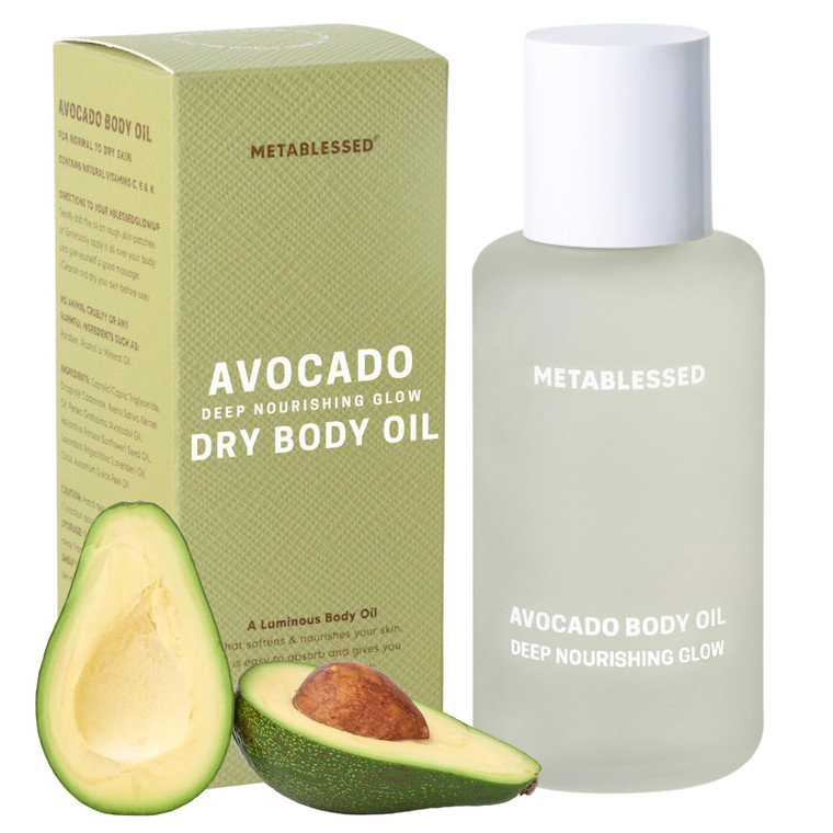 METABLESSED Avocado Dry Body Oil - Deep Nourishing Glow, Fast Absorbing & Non-Greasy Body Moisturizer. Luxurious Soothing Aromatherapy. Sensitive Ski