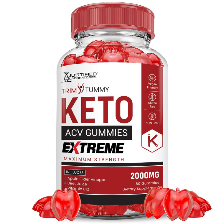 Justified Laboratories Trim Tummy Keto ACV Gummies Extreme 2000MG Trim Tummy Keto Gummies Apple Cider Vinegar Formulated with Pomegranate Beet Juice