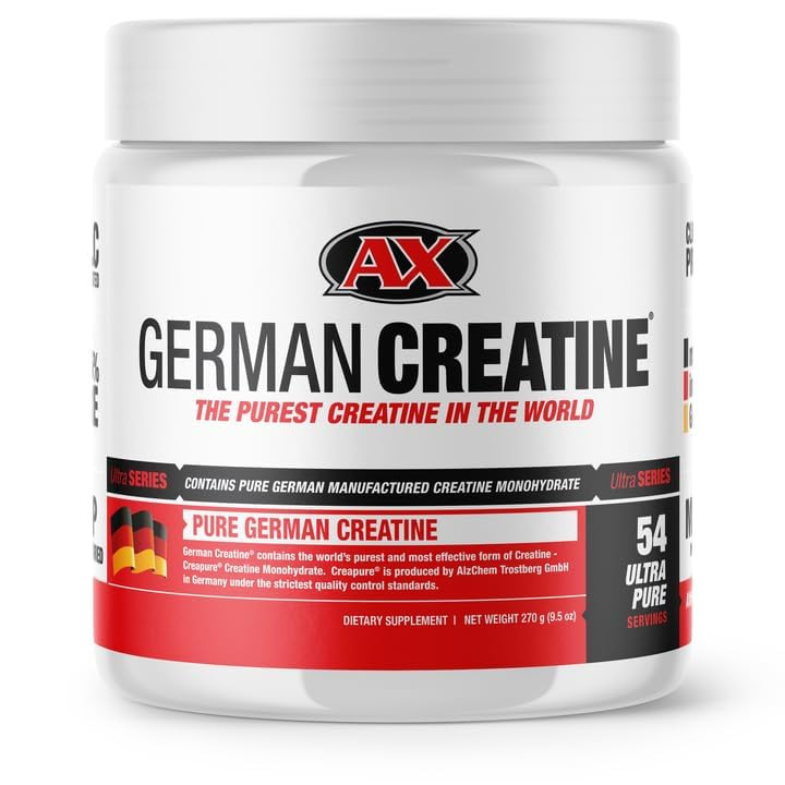 German Creatine - Micronized Creatine Monohydrate Powder, 99.99% Pure Creapure for Muscle Growth, Strength & Performance, Supports Muscle Recovery, 3