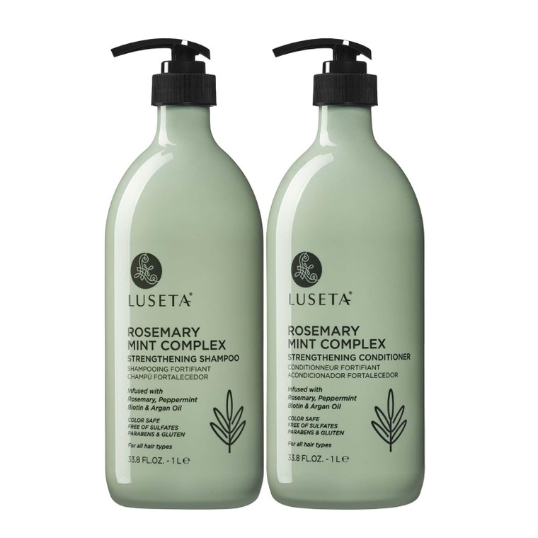 Luseta Rosemary Mint Strengthening Shampoo and Conditioner Set Nourish & Smooth Damaged Hair Thickening Shampoo for Thinning Hair,Add Shine for All H