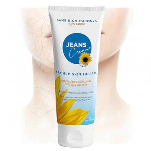Jeans Cream, Maximum Skin Therapy Radiation Burn Cream, Moisturizing Vitamin E and Aloe Vera Cream for Compromised Skin, Minor Cuts, Sunburn and More