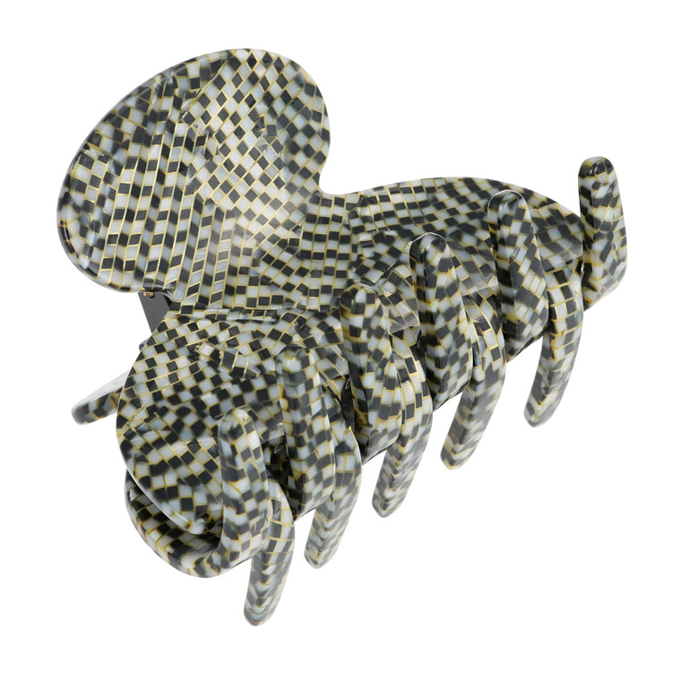 France Luxe Small Silver Hair Clip for Women, Couture Claw Clip, Strong Grip, Lightweight Comfort, Damage-Free French Design, Ideal for Half-Up Style