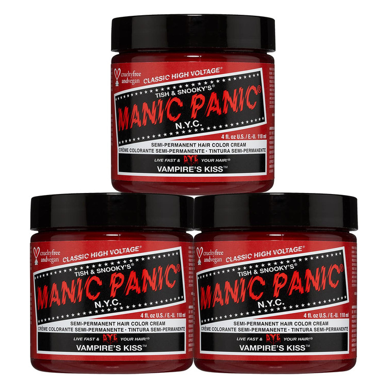 MANIC PANIC Classic Vampire's Kiss Semi Permanent Hair Color - Medium Red Hair Dye for Women & Men That Lasts 4-6 Weeks - Vegan, Ammonia & Cruelty-Fr