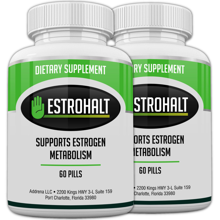 Estrohalt 2 Pack 120 Pills- Best Estrogen Blocker DIM Supplement (Diindolylmethane) and Indole-3-Carbinol (I3C) for Women & Men | Natural Aromatase I
