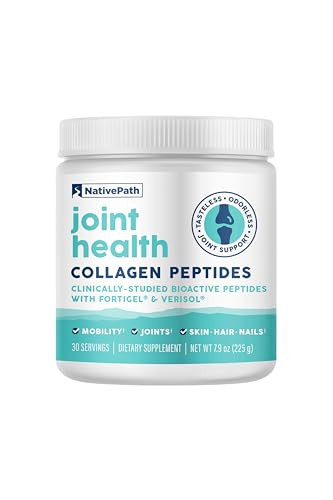 NativePath Joint Health Advanced Formula, Type 1 & 3 Peptides with Fortigel & Verisol, Grass-Fed Unflavored Collagen for Women & Men, 30 Servings