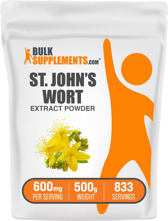 BulkSupplements.com St. John's Wort Extract - St. Johns Wort Supplement, Herbal Supplement for Mood - Vegan & Gluten Free, 600mg per Serving, 500g (1