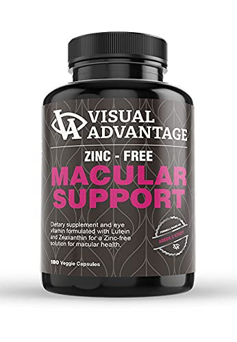 Visual Advantage Zinc-Free AREDS 2 Eye Vitamins for Macular Support  3 Month Supply (180 Veggie Capsules)  Lutein & Zeaxanthin Formula Based on The