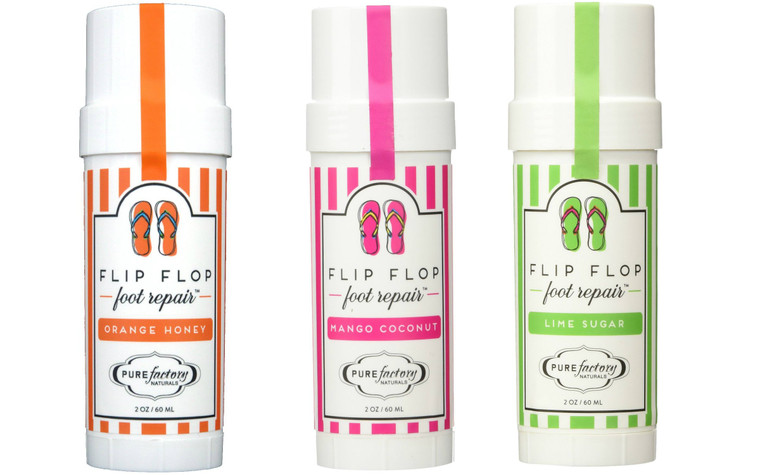 PureFactory Naturals Flip Flop Foot Repair Stick Set of 3 Lime Sugar, Mango Coconut and Orange Honey by Pure Factory