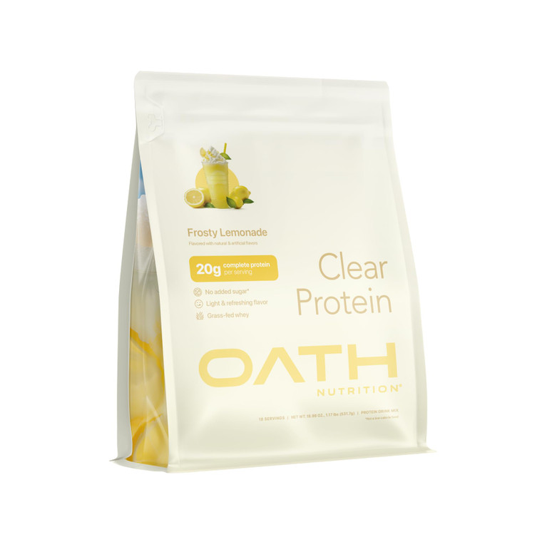 Oath Nutrition Clear Whey Isolate Protein Powder, Frosty Lemonade, 20g Complete Protein per Serving, No Added Sugar, Grass-Fed, 18 Servings