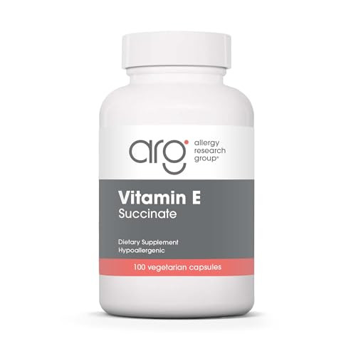 Allergy Research Group Vitamin E Succinate Supplement - for Men & Women, 400 IU D-Alpha-Tocopheryl, Antioxidant, Vegetarian Capsules - 100 Count