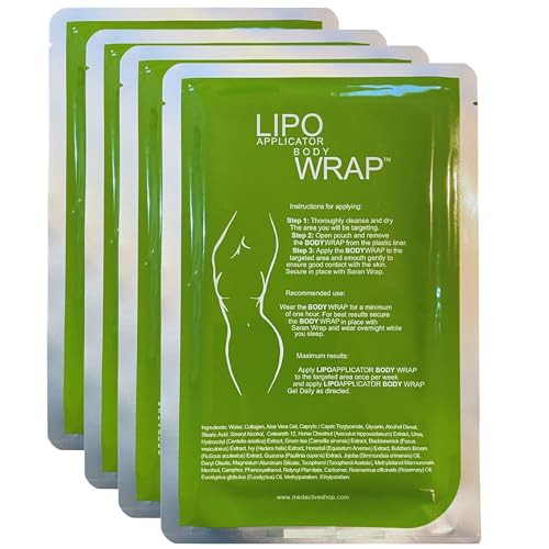 lipo applicator Ultimate Body Wrap with Guarana, Green Tea, and Seaweed Works for Stomach Belly Legs Arms Abdomen. 4 Wraps