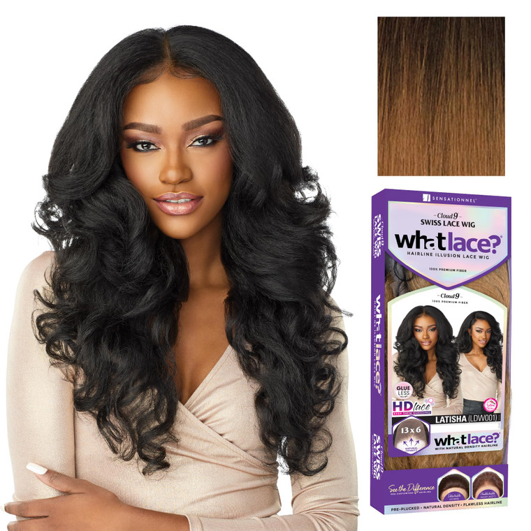 Sensationnel What Lace 13X6 Wigs - Latisha Lacefrontal Hand Tied Glueless Synthetic With Natural Density Preplucked Hairline (T1B/30)