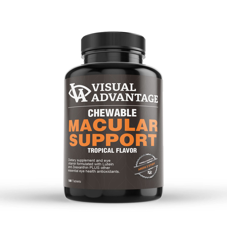 Visual Advantage® Macular Support Chewables  AREDS 2 Vitamins for Healthy Eyes  Great Tasting Tropical Flavored Chewable Tablets  3 Month Supply (
